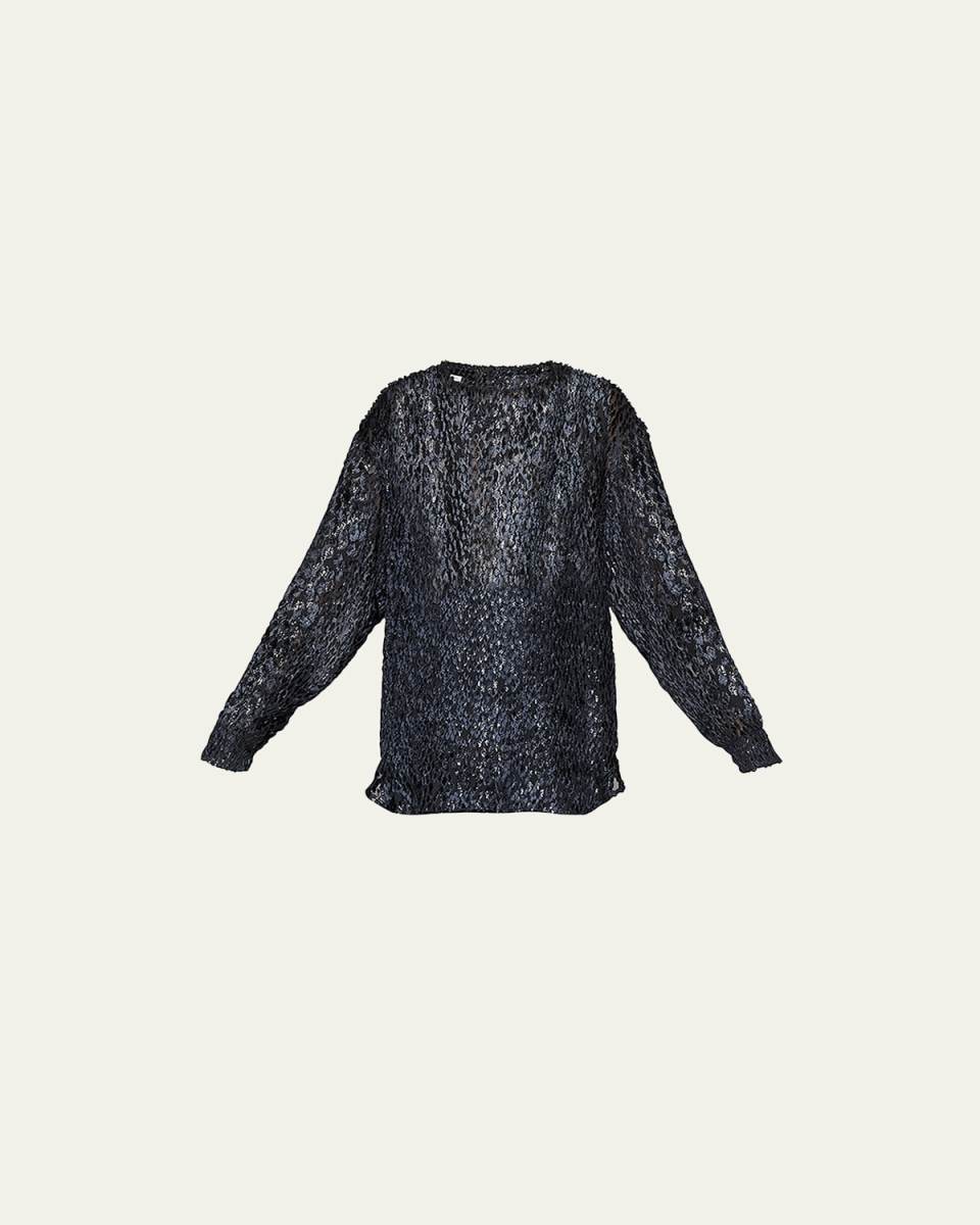 Chado Flocked Semi-Sheer Shirt